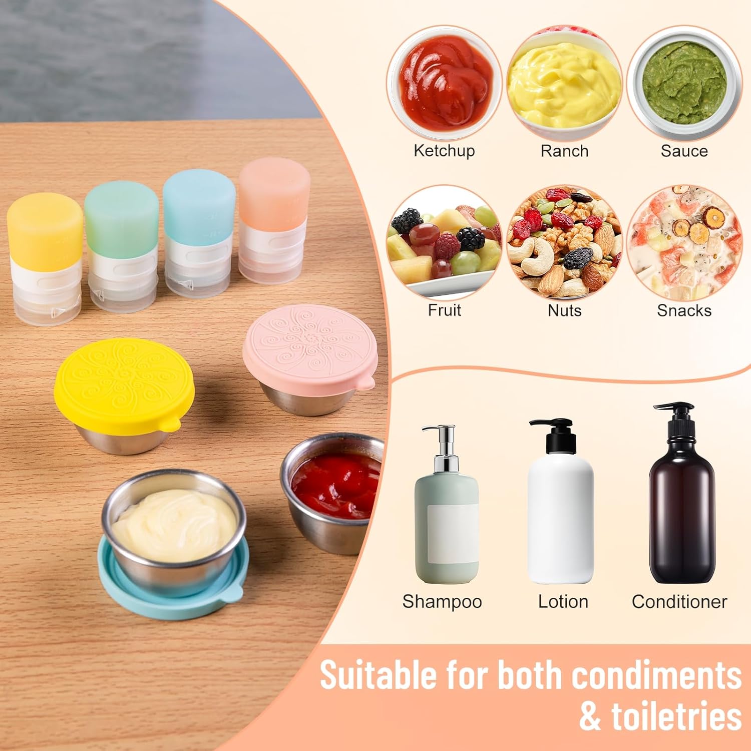 Ergonomic 8-Pack Condiment Set for Lunch
