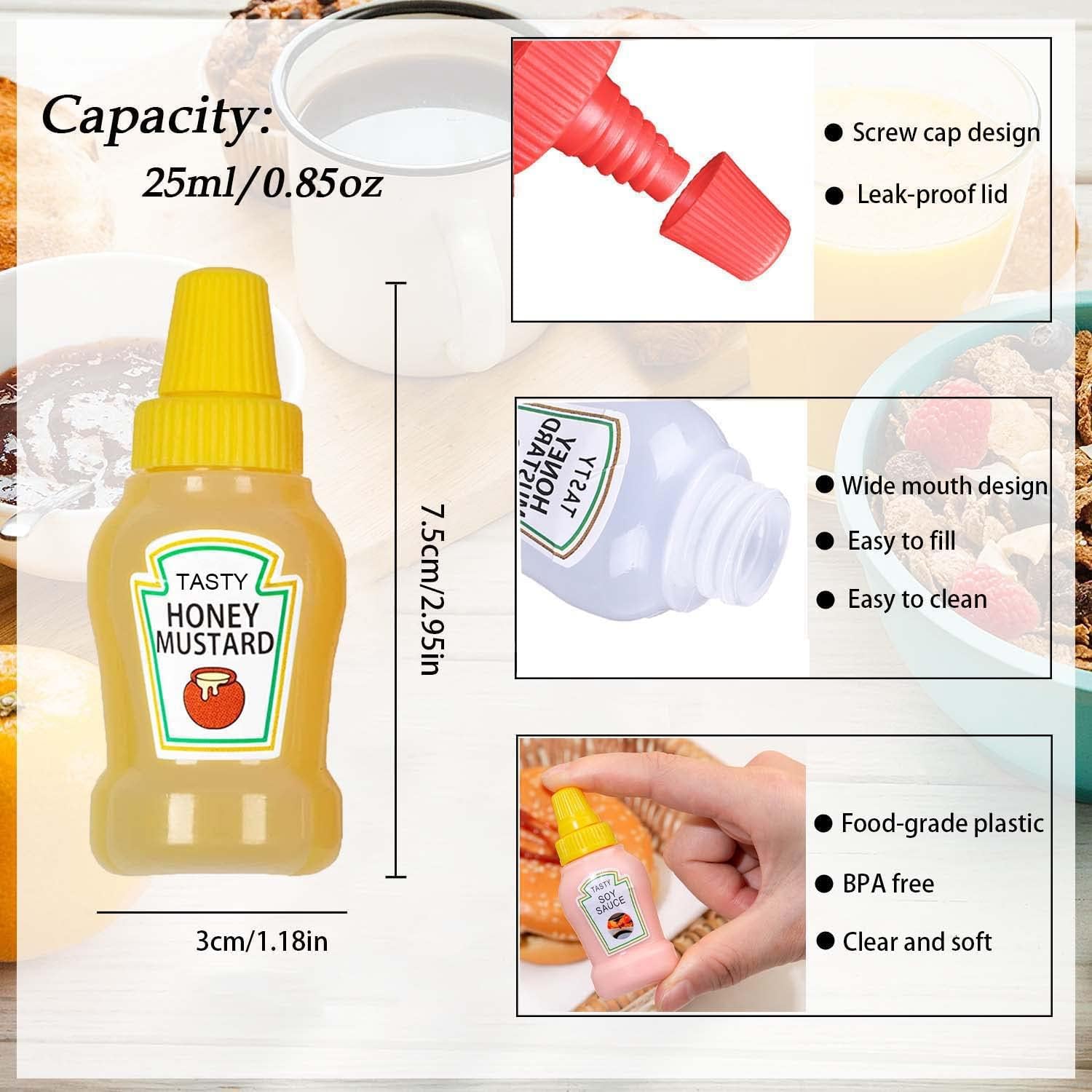 4PC Mini Condiment Squeeze Bottles Set