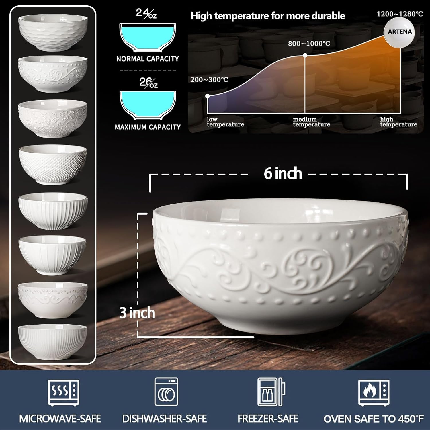 Artena Cereal Bowls 26 OZ Perfect for Breakfast Lunch and Dinner Express