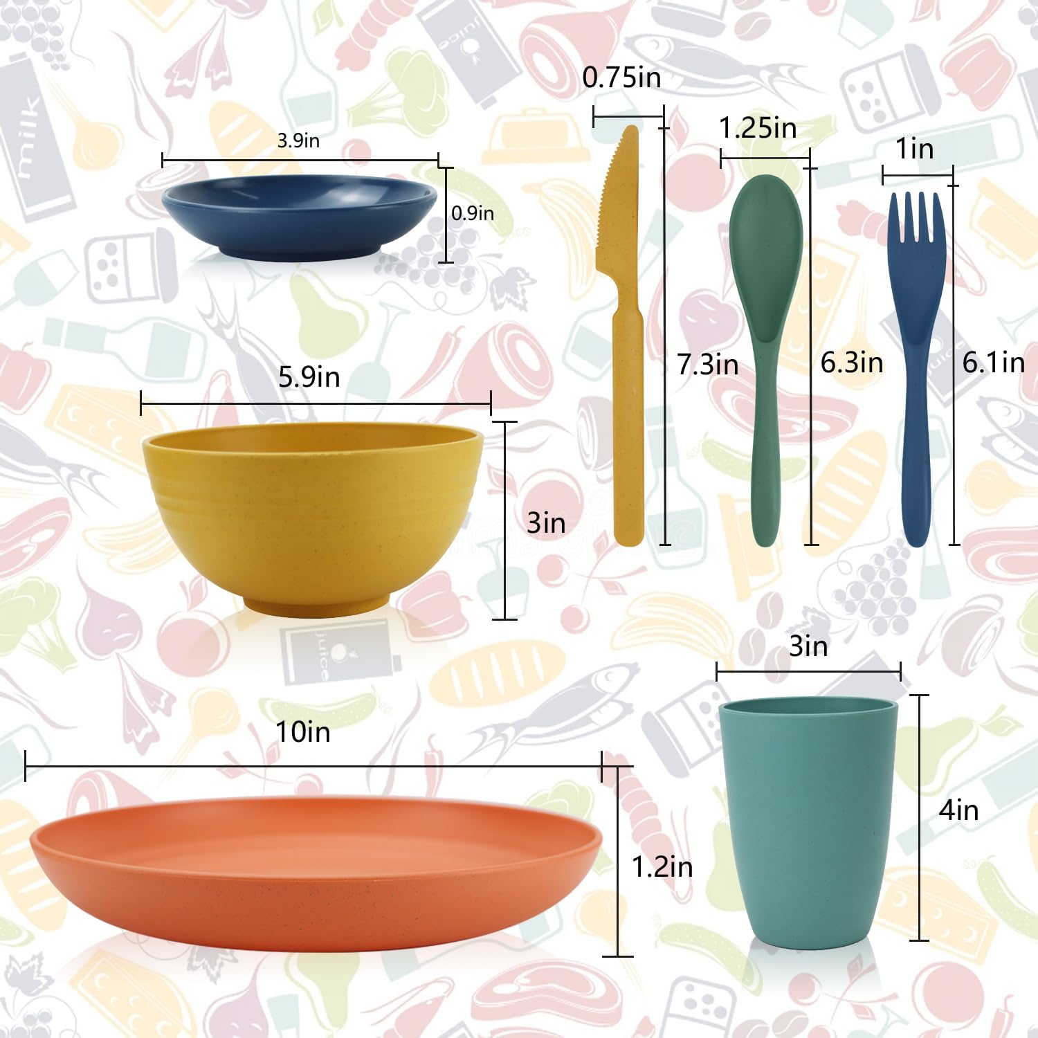 Wrova 28-Piece Wheat Straw Dinnerware Set