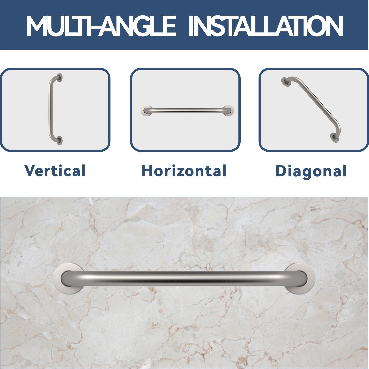 ELLOALLO 16-Inch Brushed Nickel Bathroom Grab Bar
