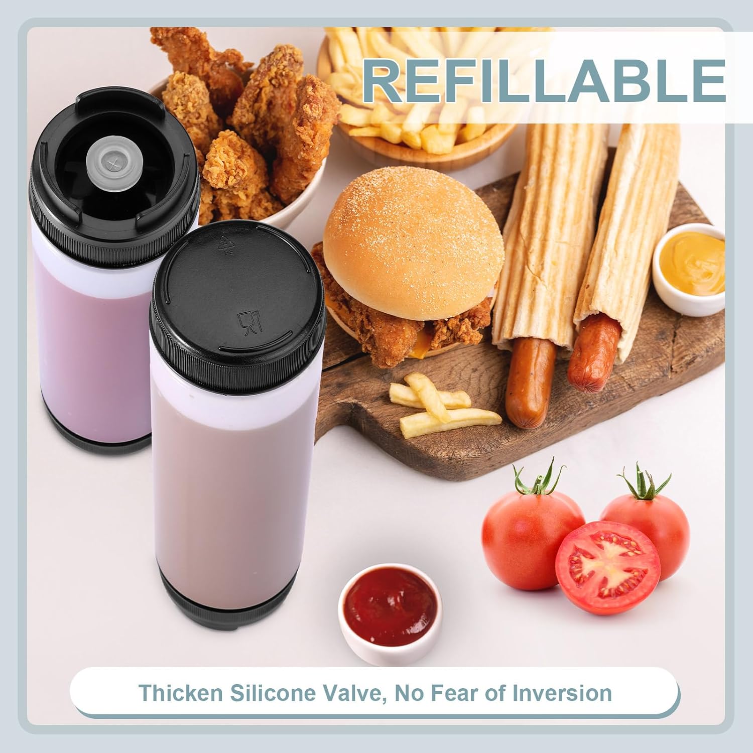 3-Piece Set of 16 oz Refillable Squeeze Bottles