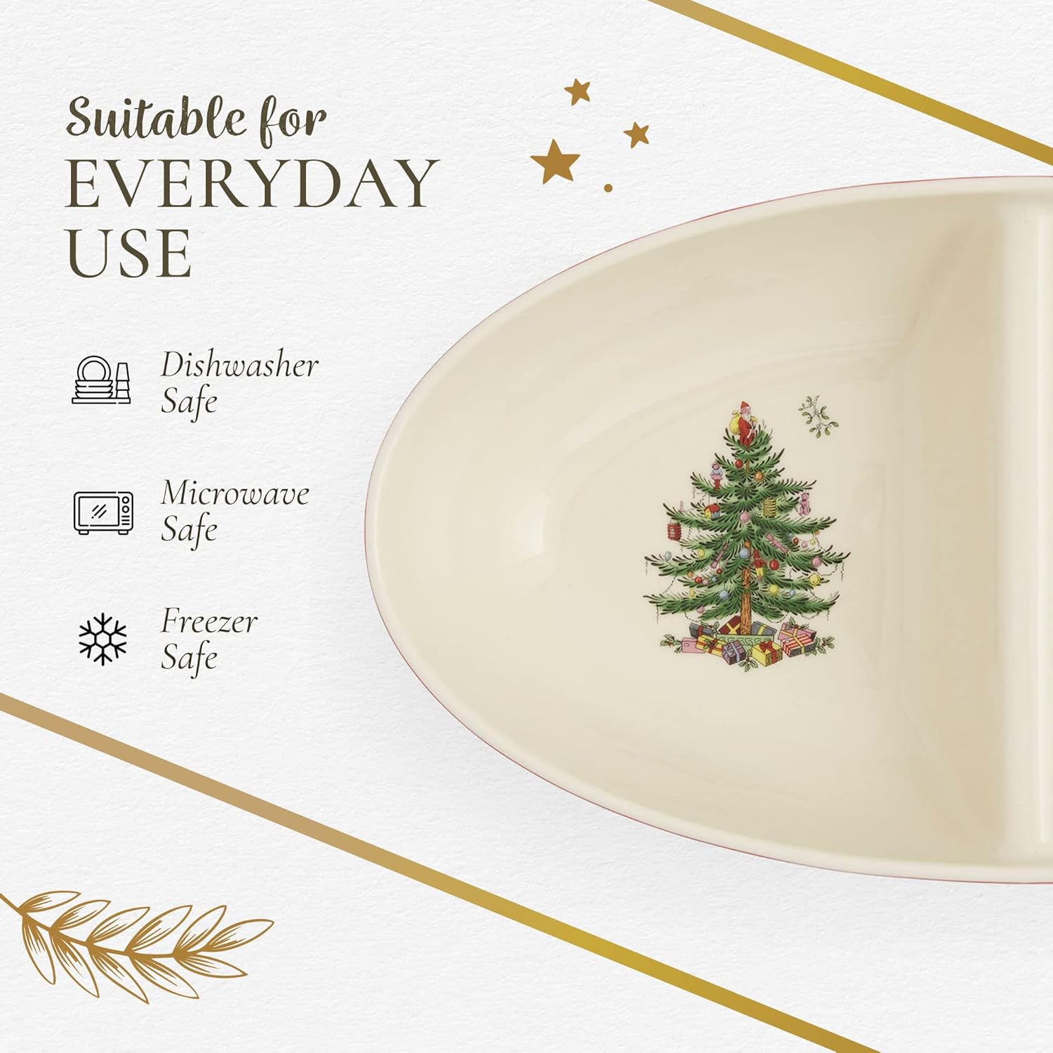 Spode Christmas Tree Tartan Divided Dish