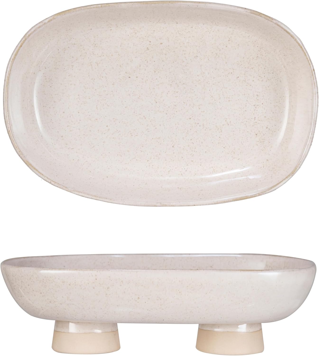 Bloomingville Stoneware Oval Platter Elegant Design Cream
