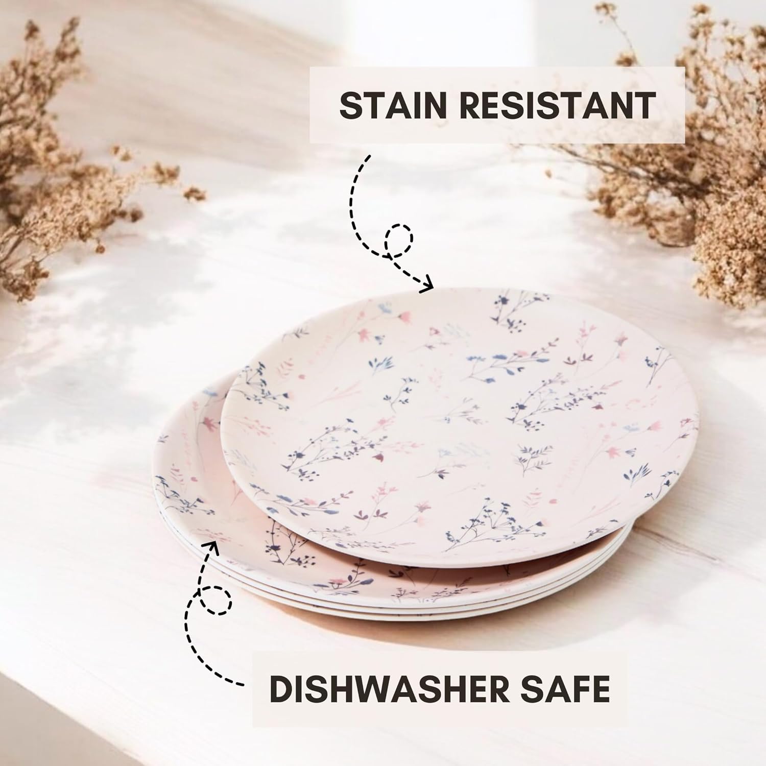 Eco-Friendly Bamboo Dinner Plates 8 BPA-Free for Family Use