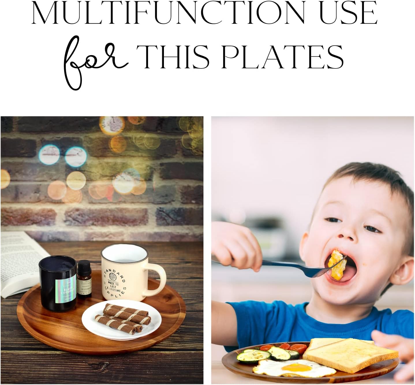 Handcrafted Acacia Wooden Plates for Dishes Entertaining
