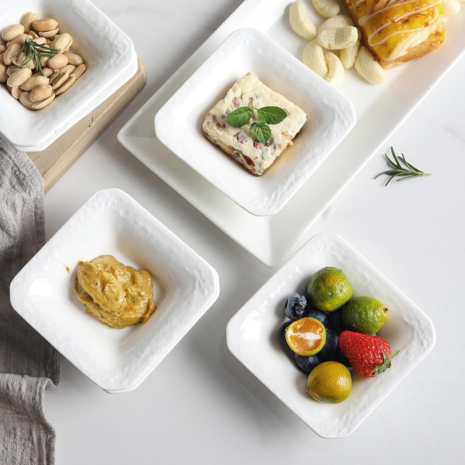 Feenmai Ceramic Dipping Bowl Set of 6 4 oz Square Serving Bowls