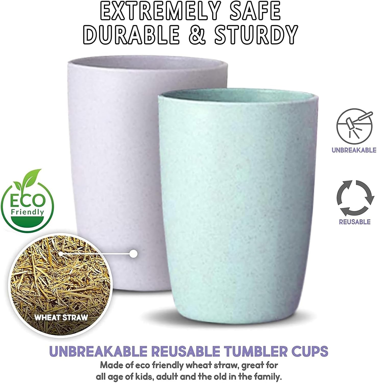 Perfect for Kids Adults Lightweight Durable BPA-Free Eco-Friendly Dinnerware Set