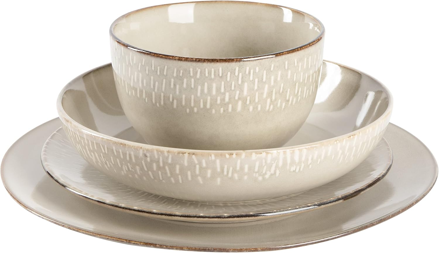Gibson Elite Matisse Dinnerware Set - Elegant Taupe Design for 4