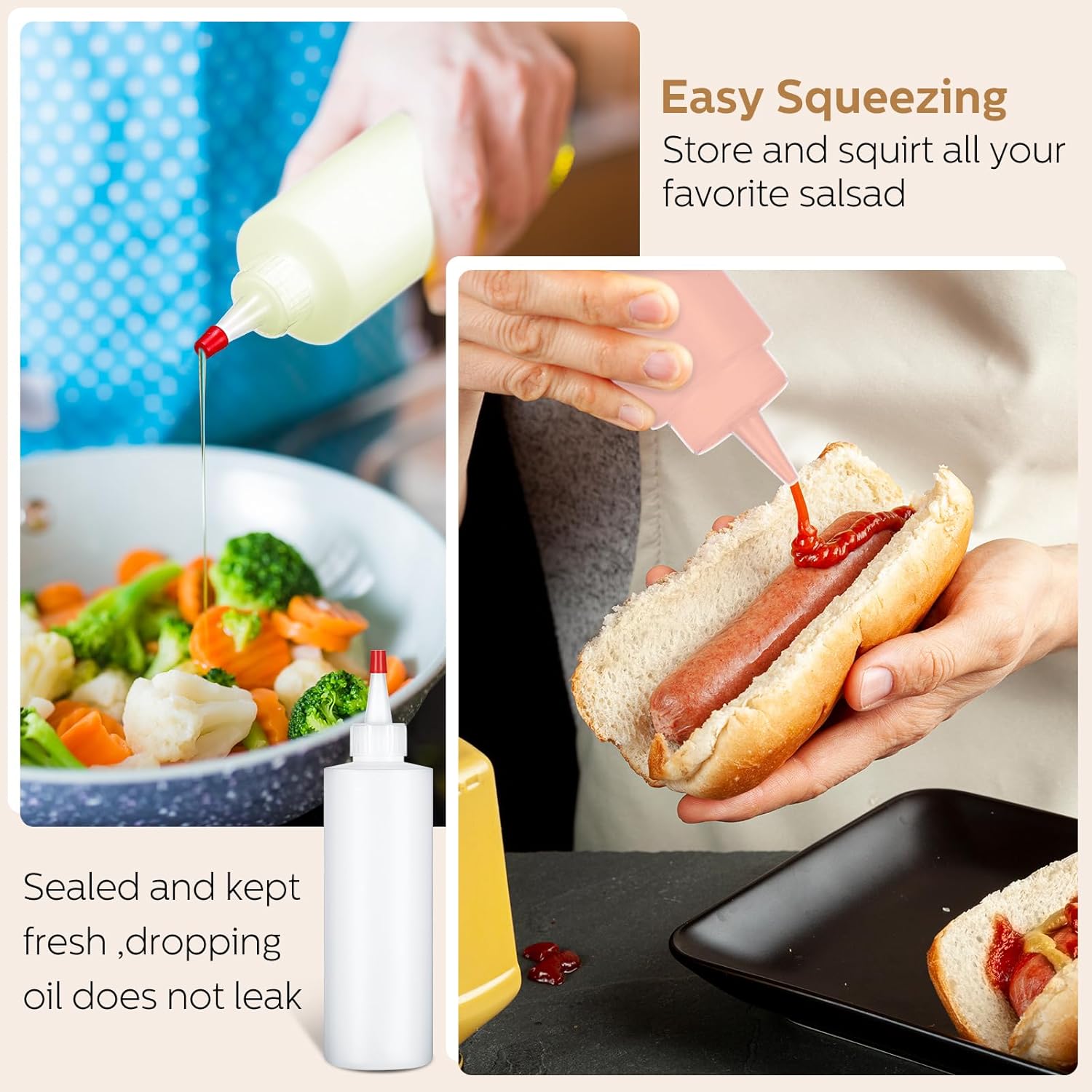 Jinei 60-Piece 8 Oz Squeeze Bottle Set