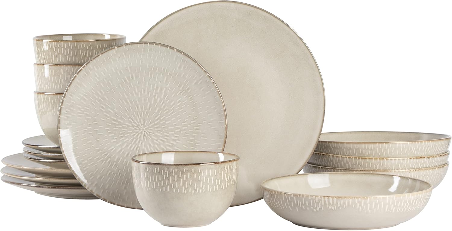 Gibson Elite Matisse Dinnerware Set - Elegant Taupe Design for 4