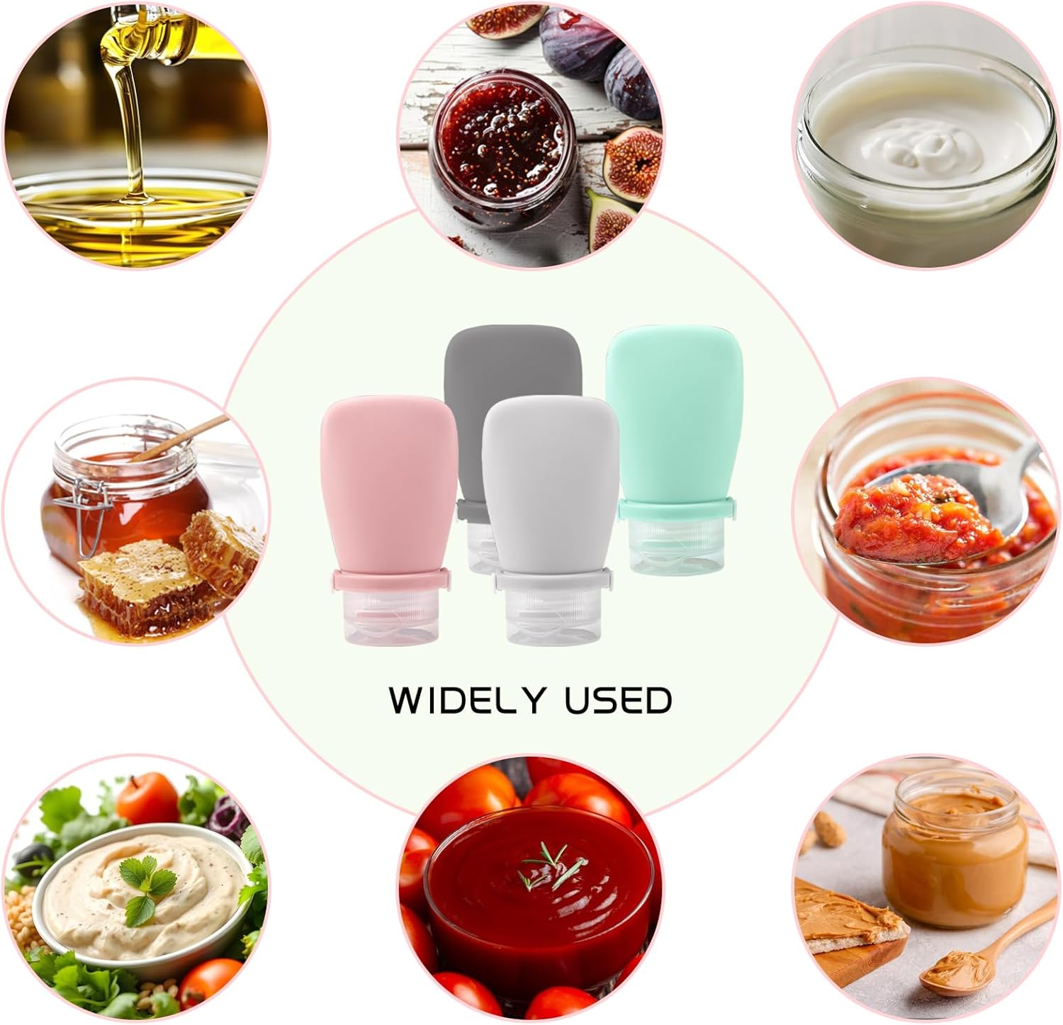4Pcs Squeeze Salad Dressing Bottles MiniCondiment Containers for Kitchen Travel