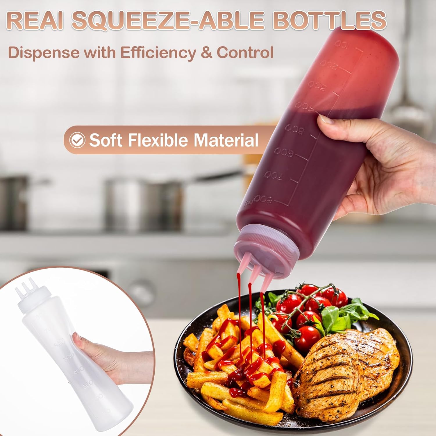 Premium Condiment Squeeze Bottles