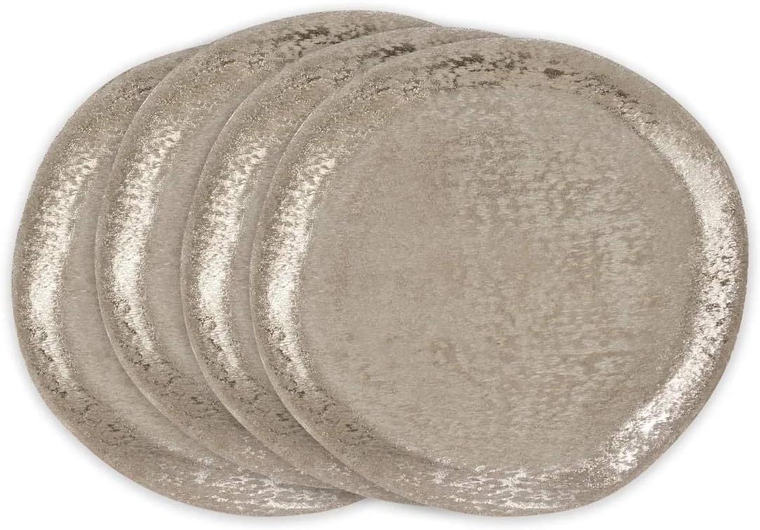 Modern Brushed Aluminum 13 Set of 4 Charger Plates Silver