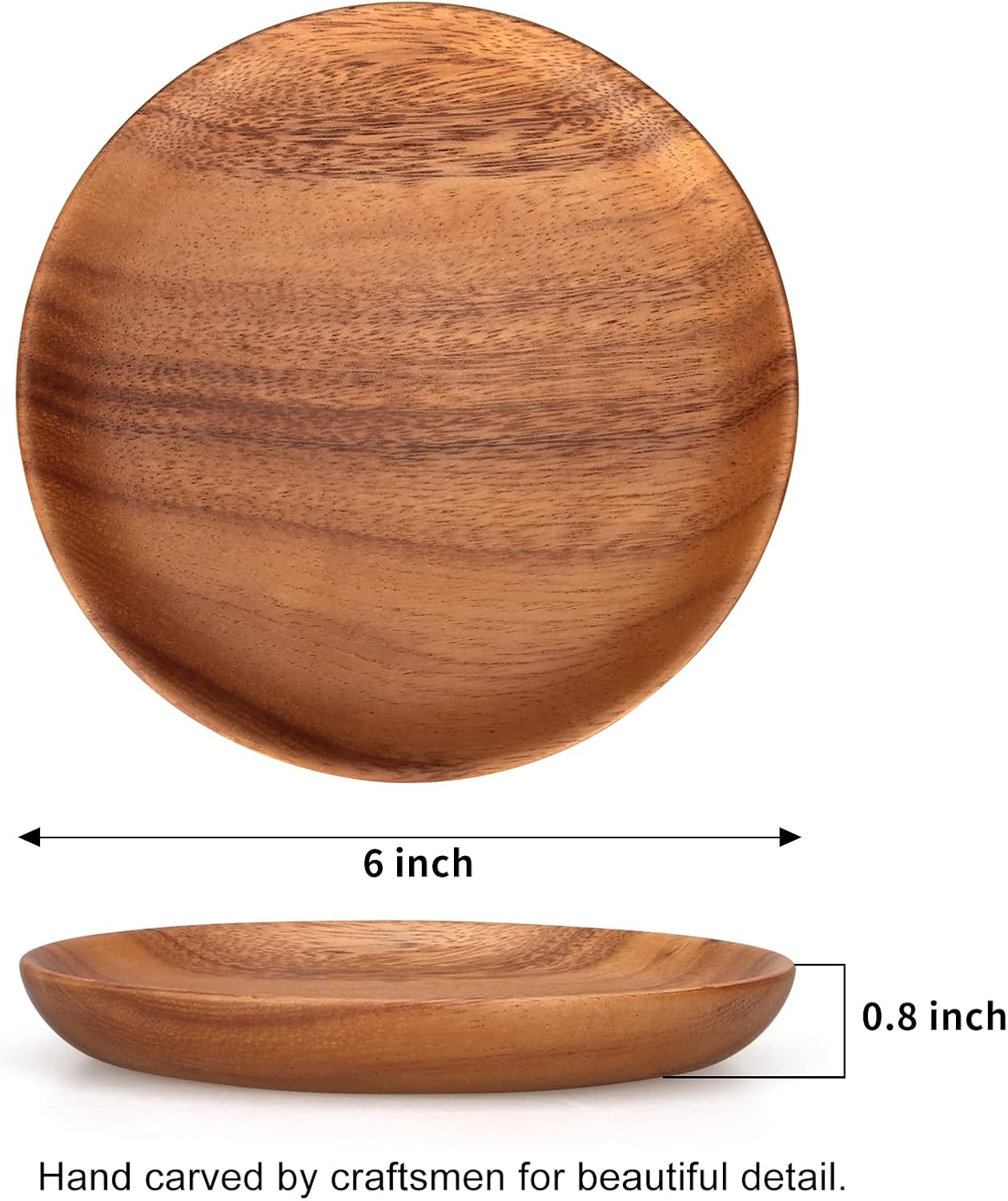 Two Small Wooden Dessert Plates for Acacia Wood Snacks