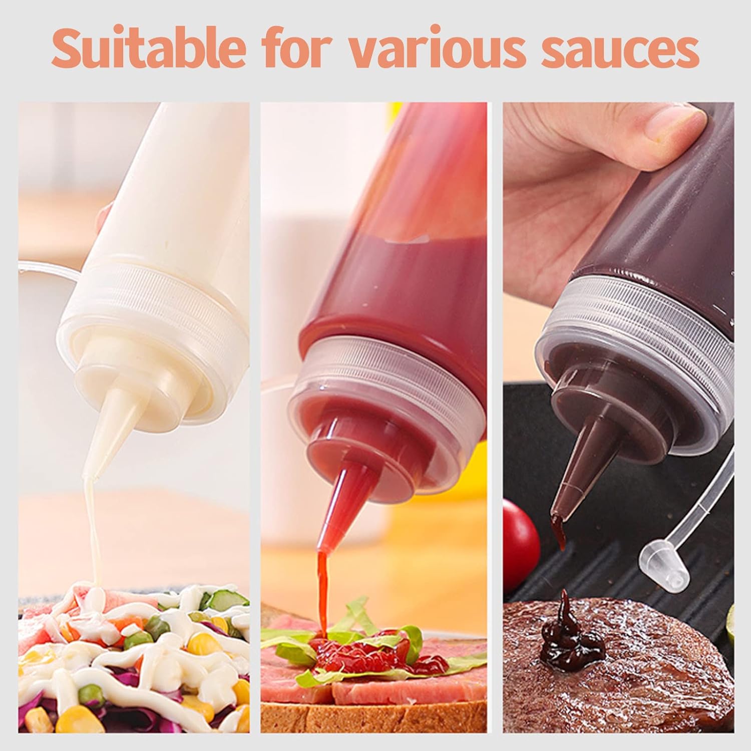 Sealed Flexible Durable 8 oz Condiment Squeeze Bottles