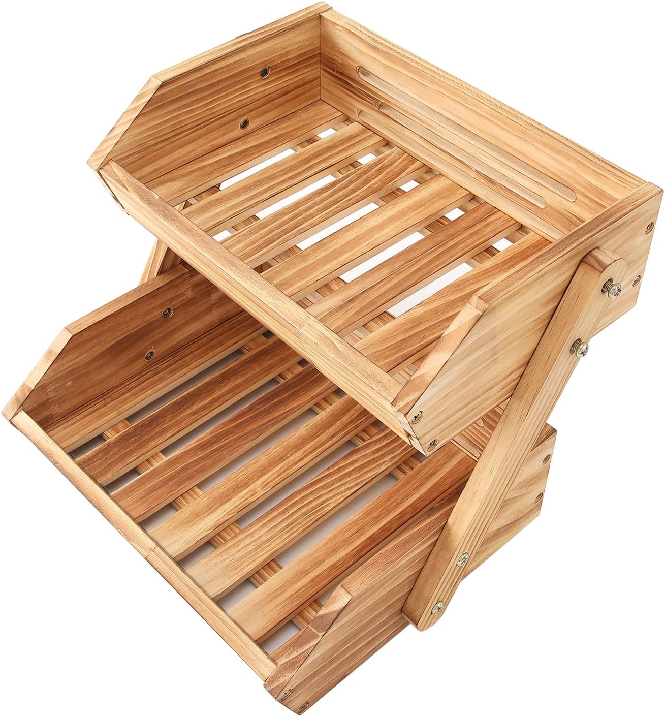 2-Tier Wooden Fruit Basket for Kitchen