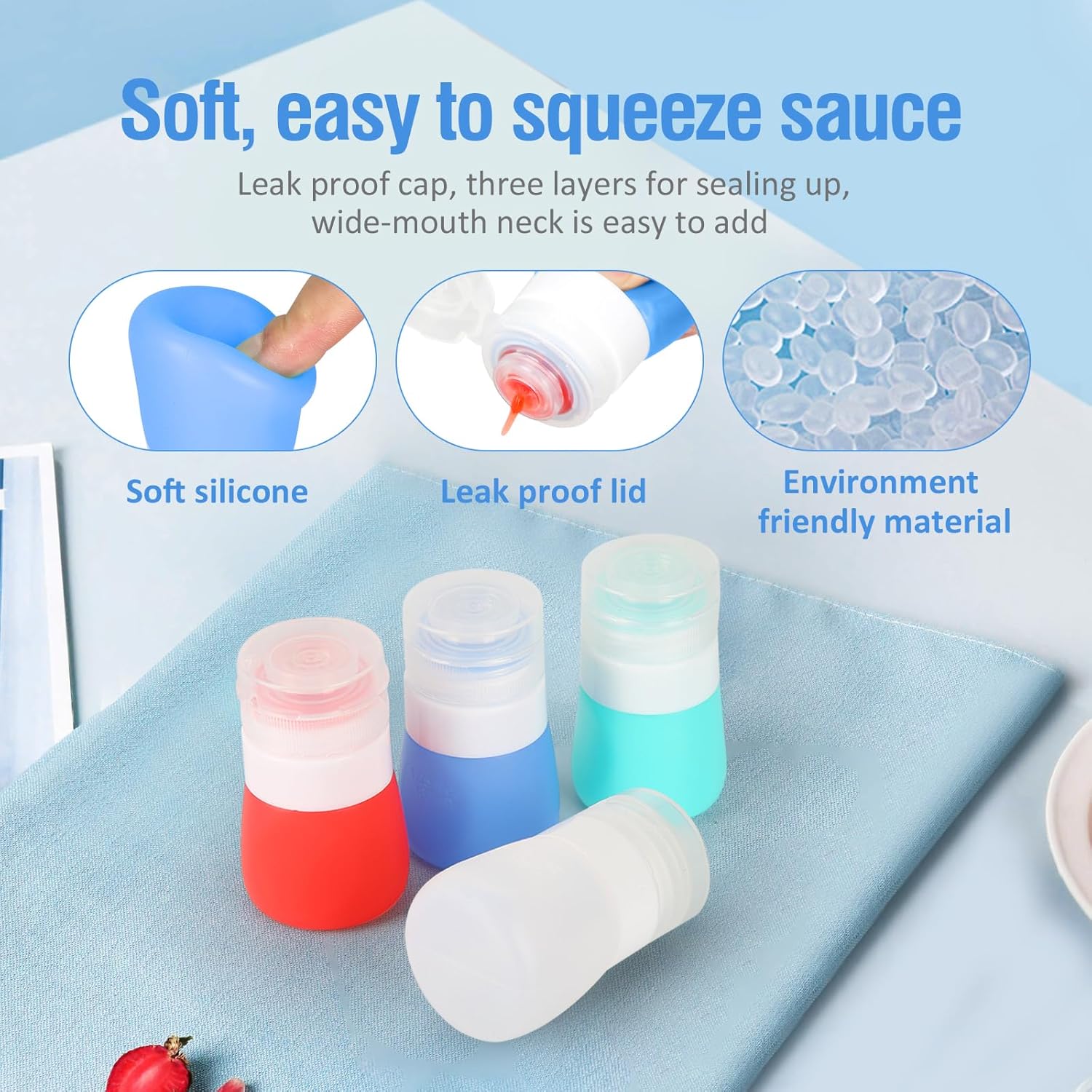 Perfect for Lunch Set of 4 Squeeze Salad Dressing Bottles