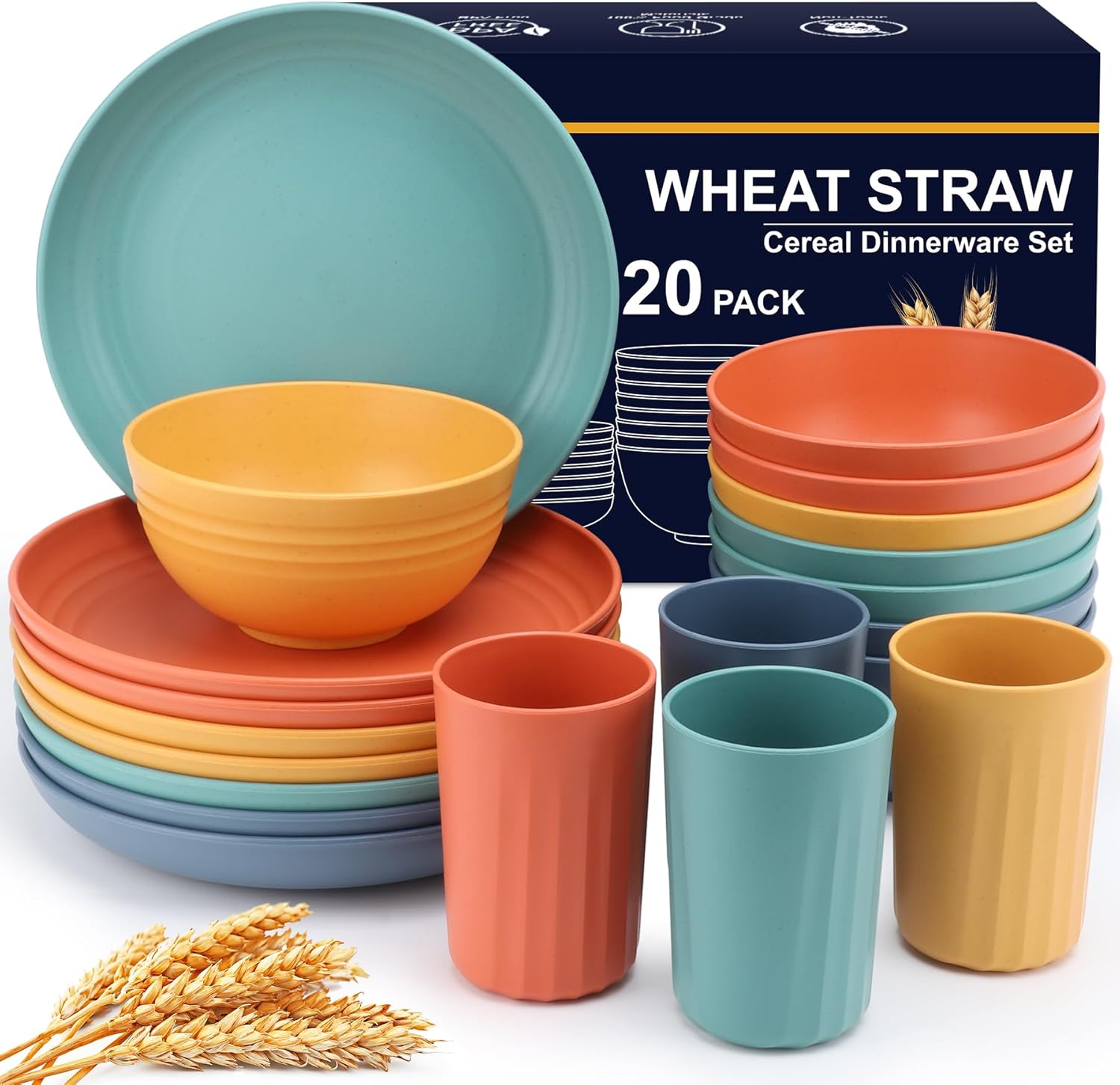 HOTECH 20-Piece BPA-Free Dinnerware Set