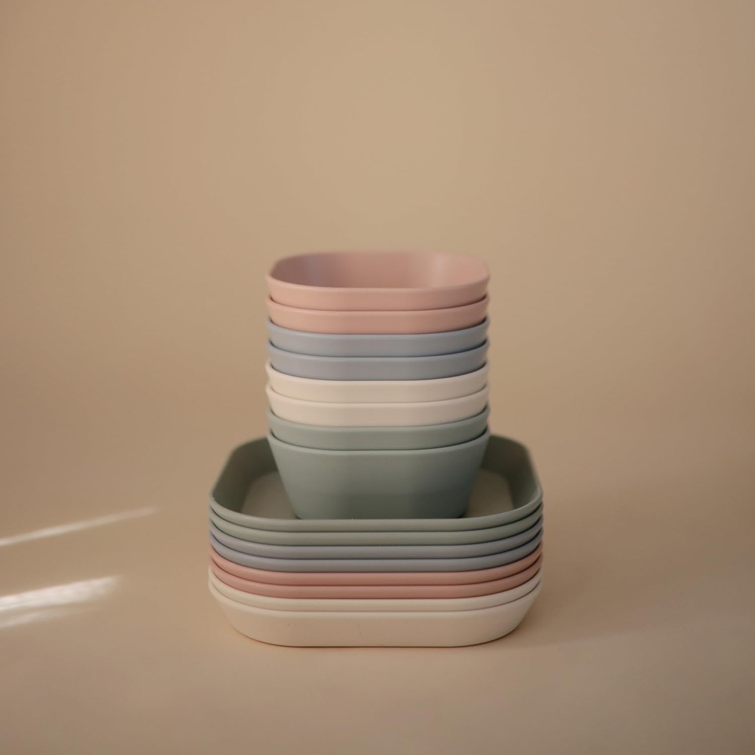 Mushie Square Dinnerware Plates for Kids Set of 2