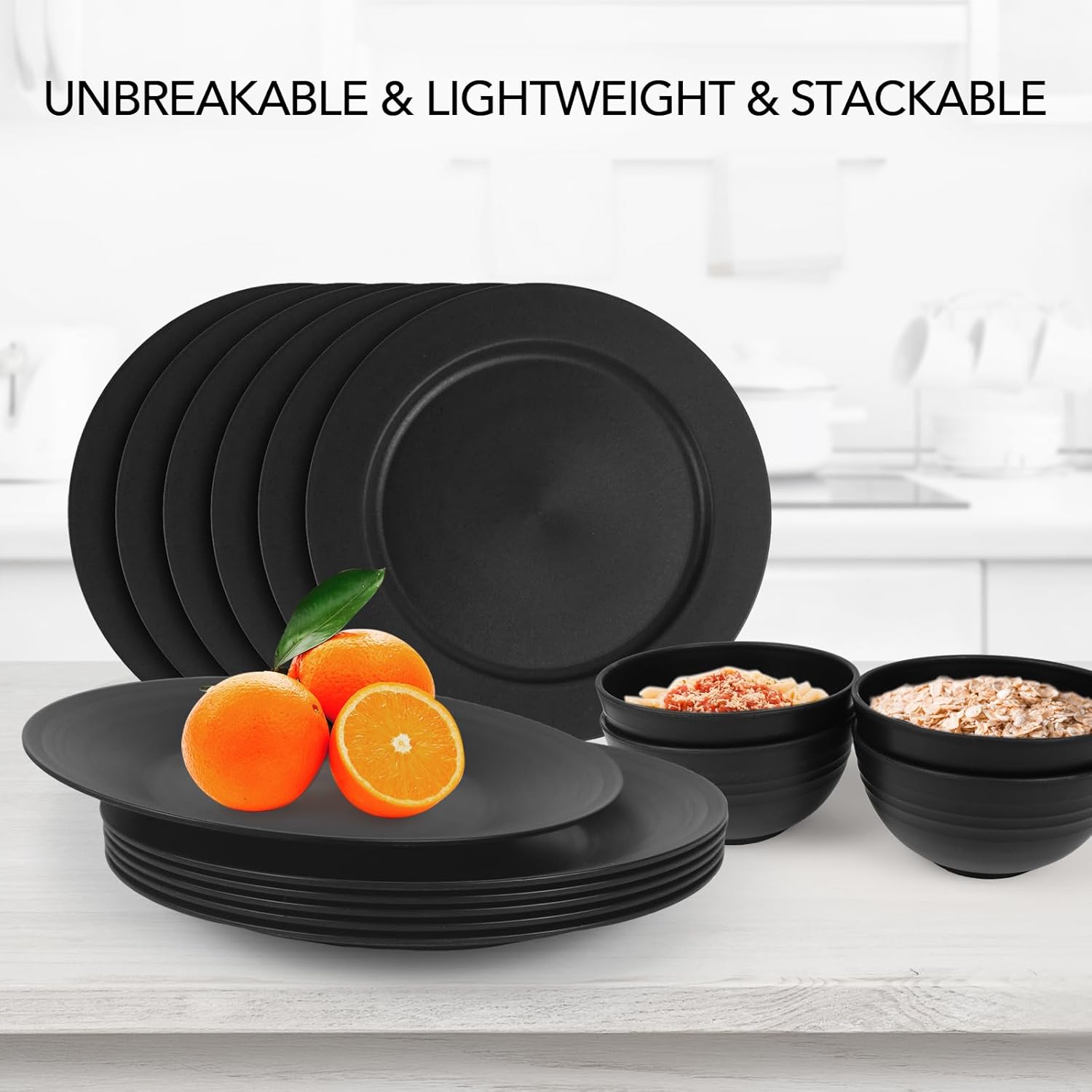 Eco-Friendly 6-Piece Dish Microwave-Safe Wheat Straw Plates