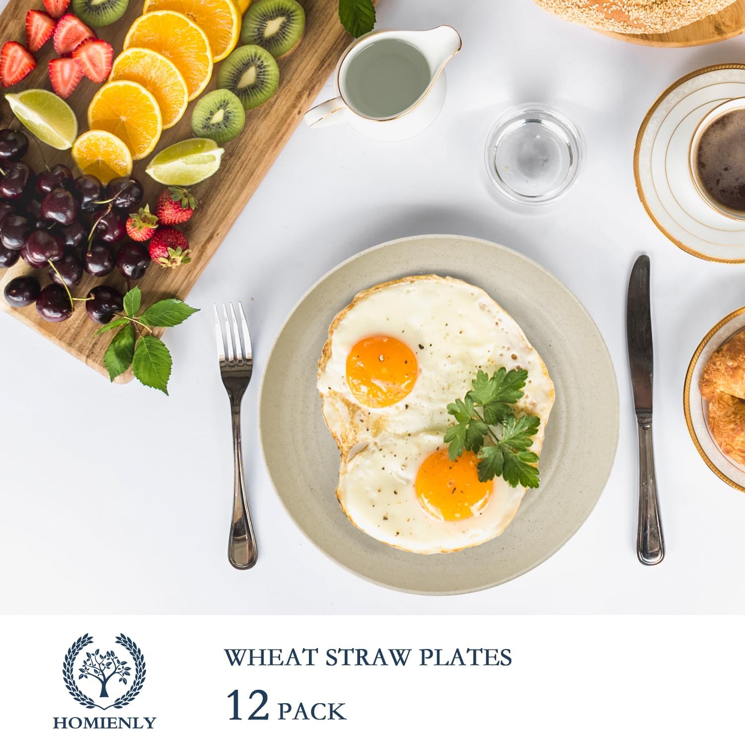 Homienly Deep Dinner Plates Set of 12 Alternative to Plastic Plates