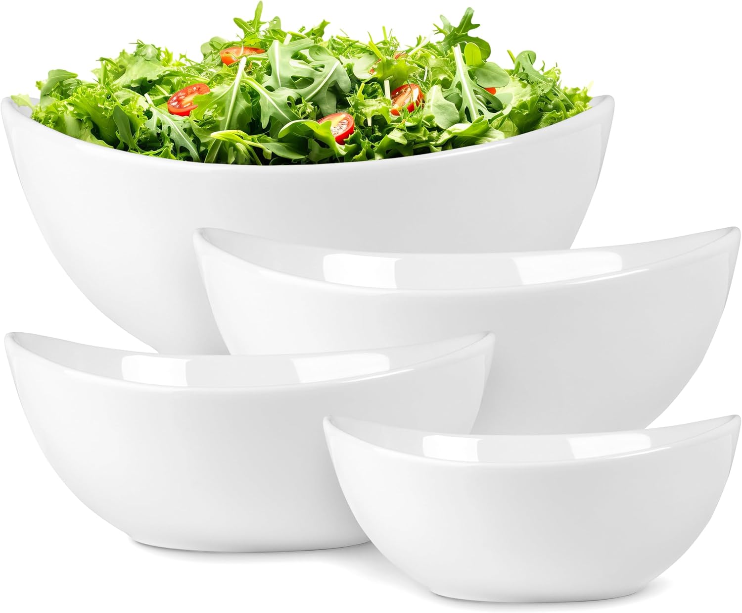 Home Beets White Ceramic Bowl Set of 4 10-18-28-42 Ounce