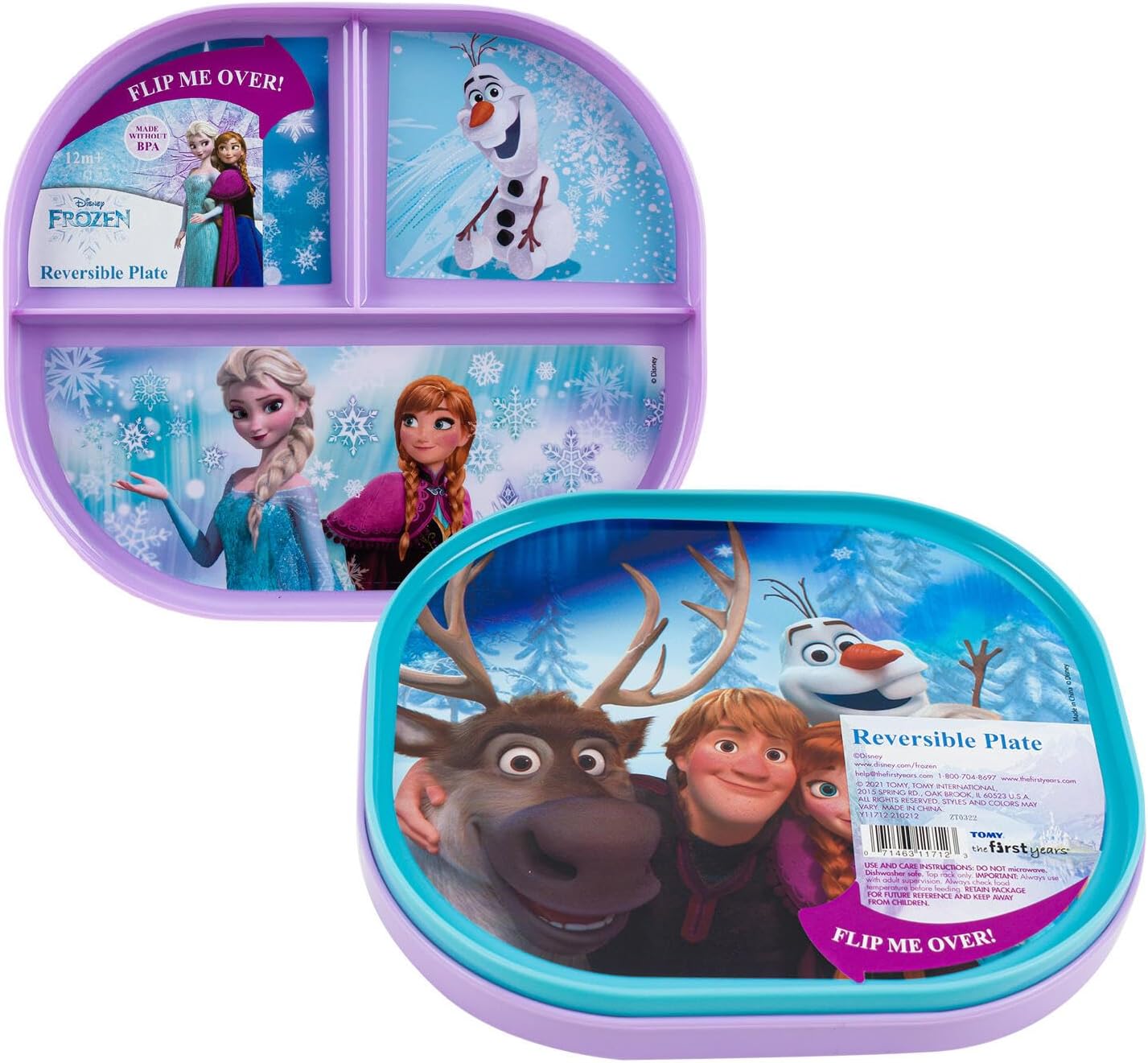 Show-Offs Reversible Character Melamine Plate Elsa Anna
