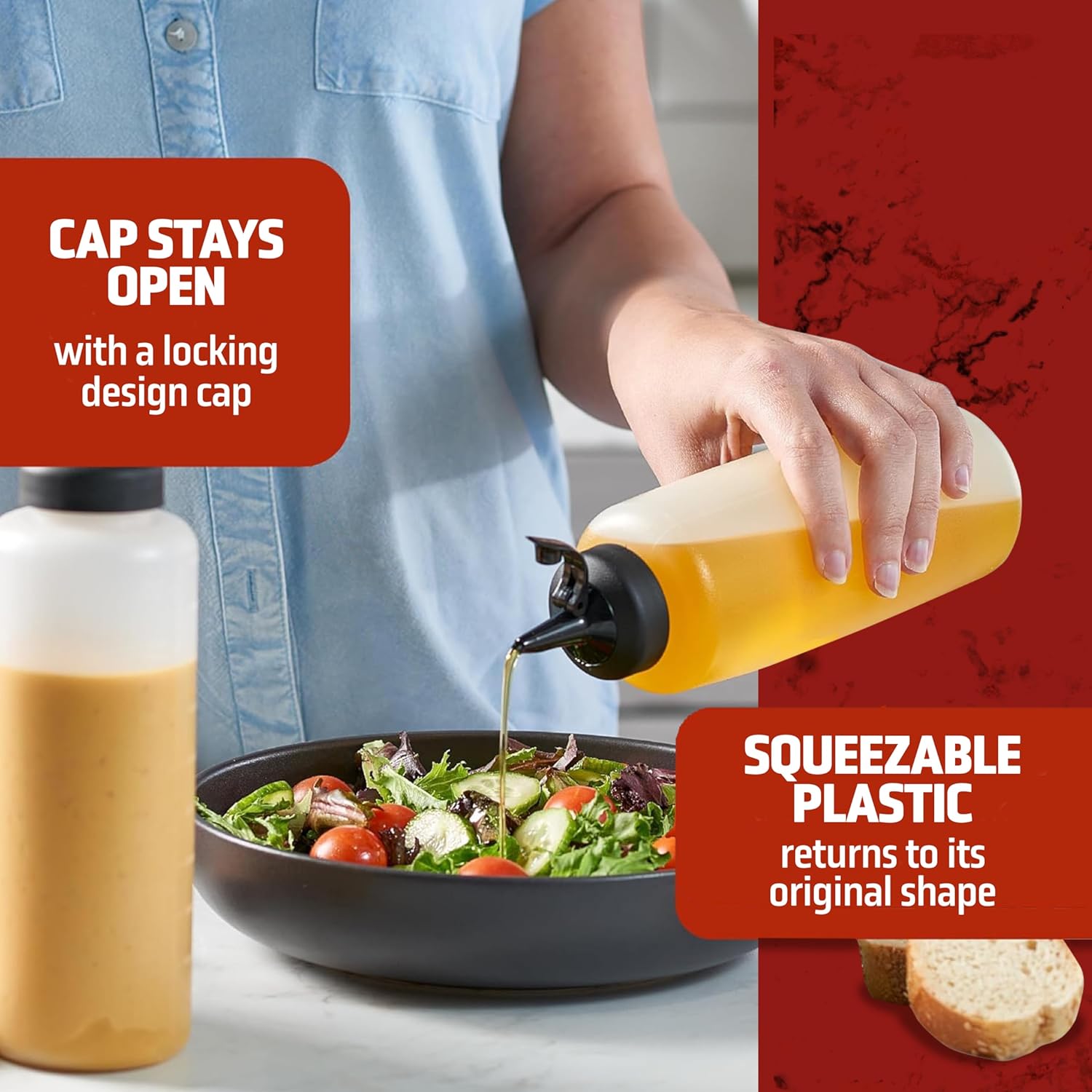 Set of 6 Sleek Condiment Squeeze Bottles