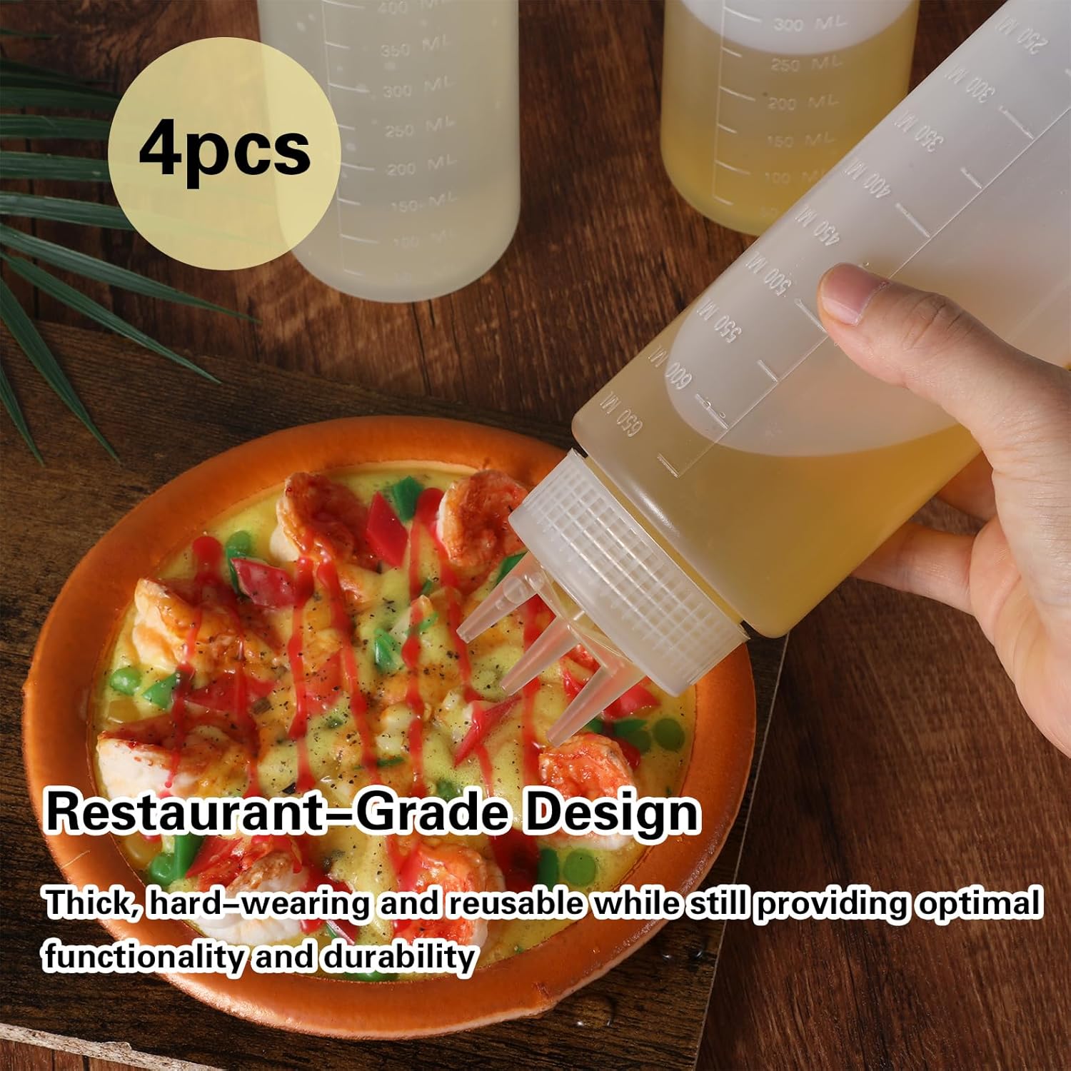 4 PC 23 oz Squeeze Bottles for Condiments White Ubamdom