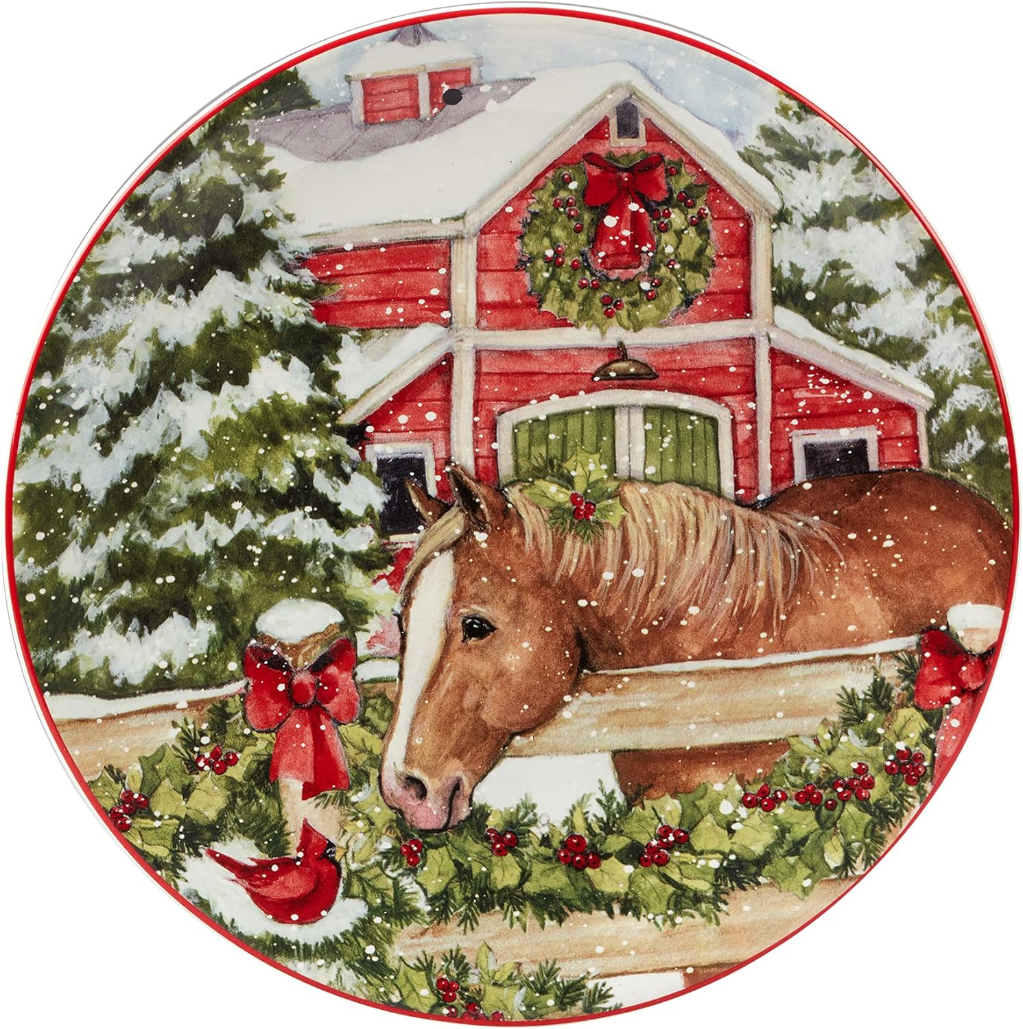 Certified International Homestead Christmas Salad Plate - 9 Durable Diners Delight