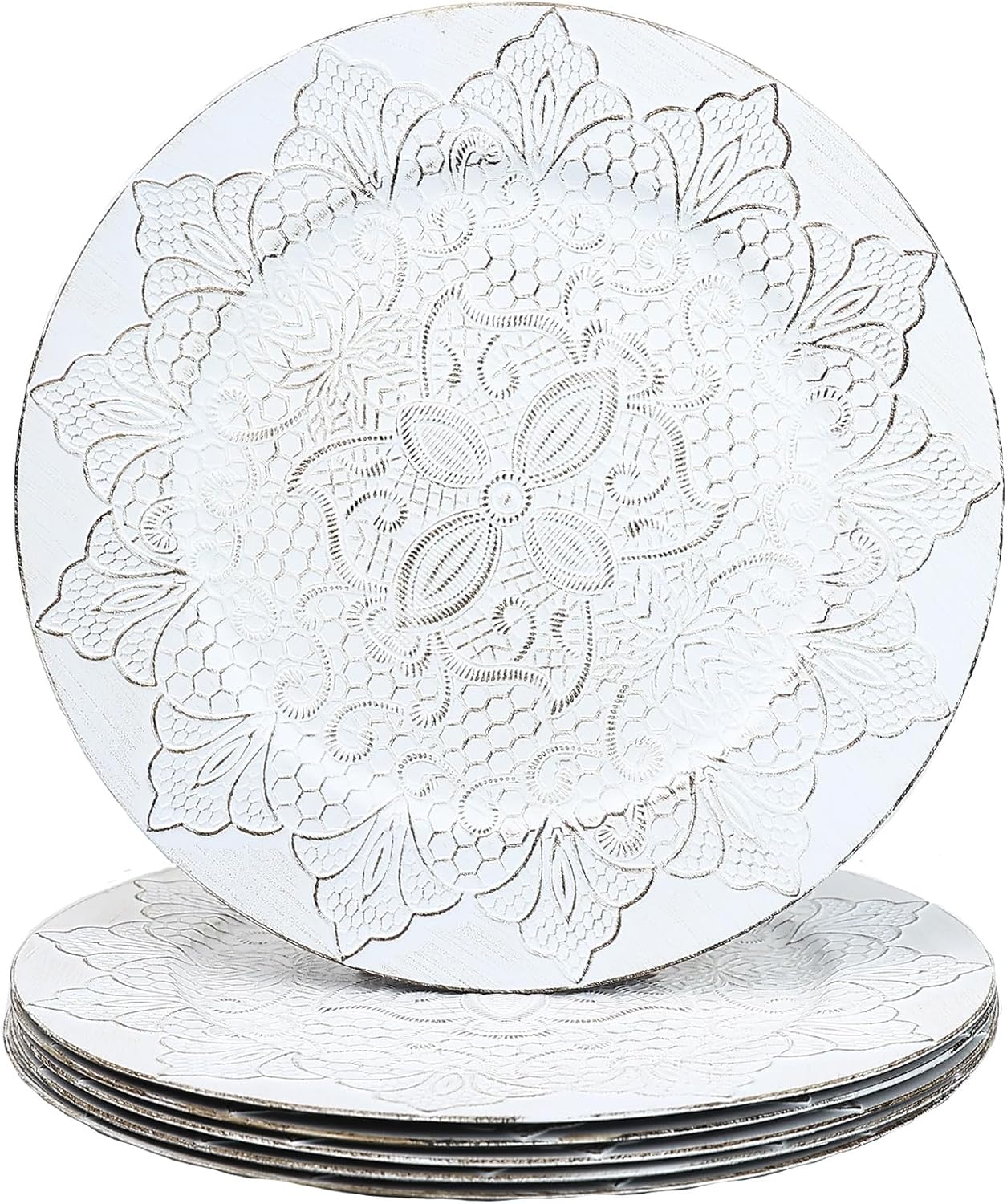 Rustic White Charger Plates Set of 6 Perfect for Dining Entertaining