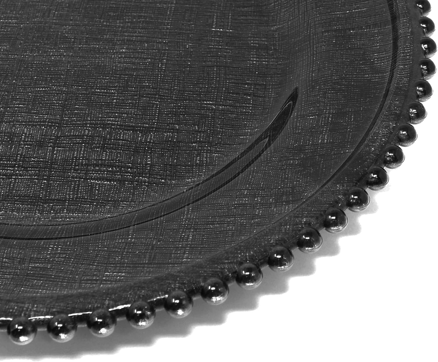 Ms Lovely Cross-Stitch Glass charger plate set - Black 126 inch - Beaded Rim
