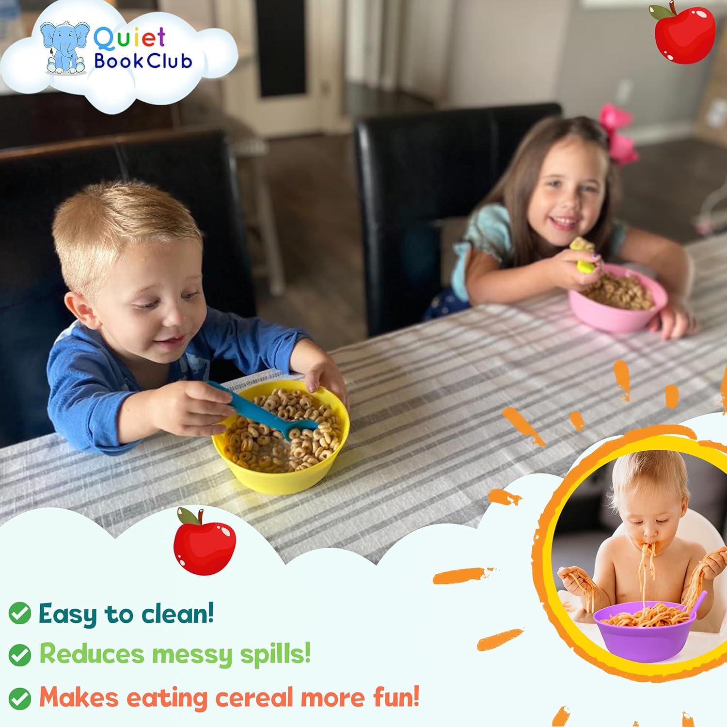 Cereal Bowls with Straws for Kids