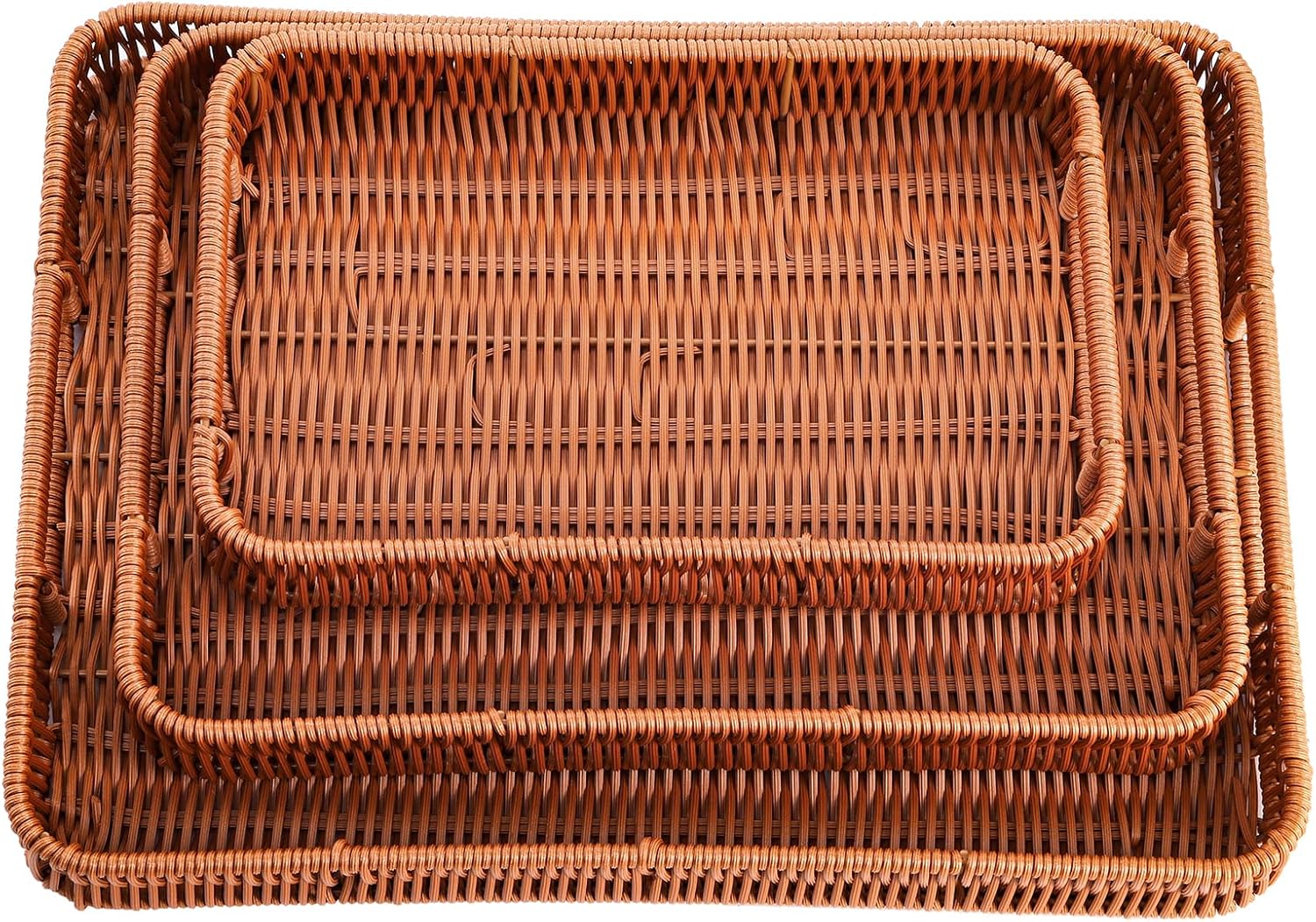 Yarlung 3 Pack Woven Baskets Serving Trays with Handles