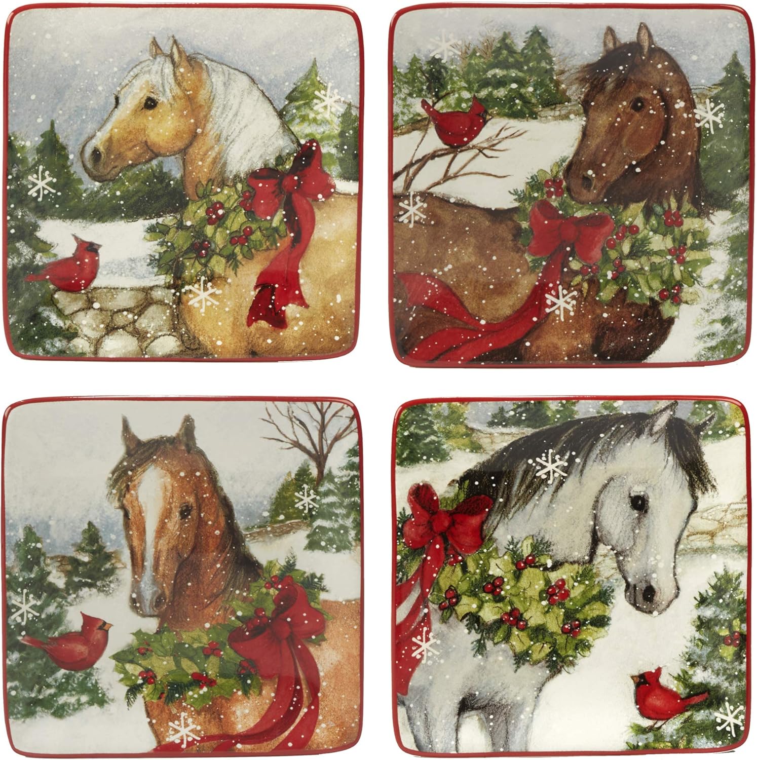 Perfect Christmas on the Farm Canape Plate Set of 4 - Cozy and Functional
