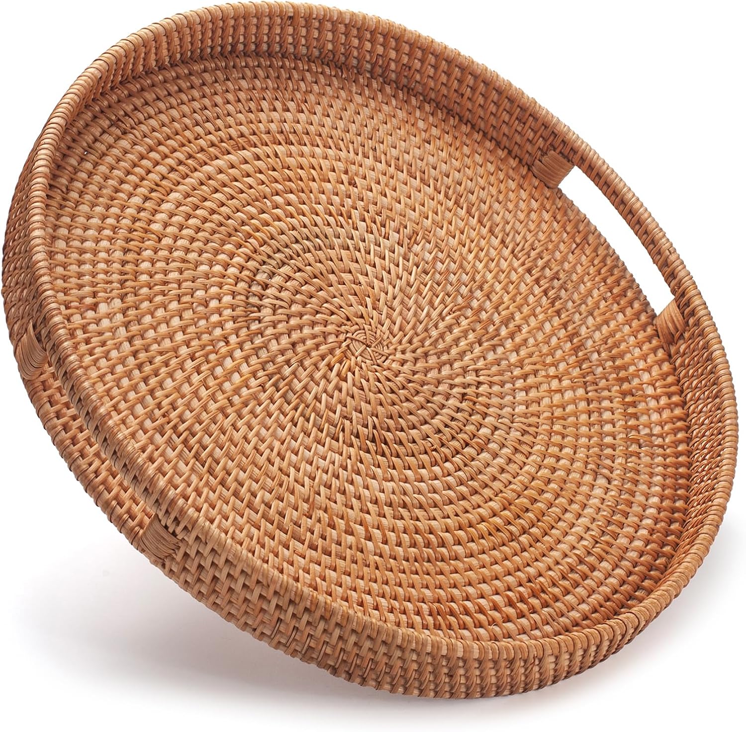 Hand-woven rattan serving tray for desserts elegant and durable