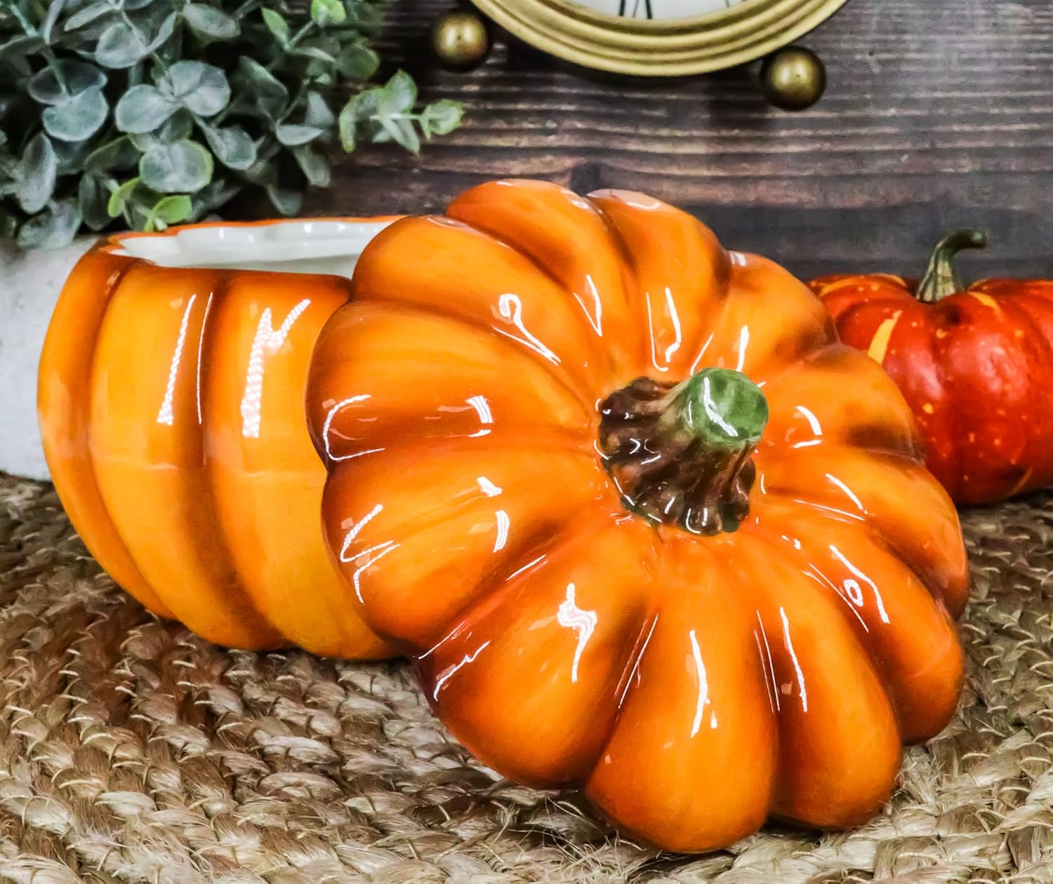 Ebros 6 Orange Pumpkin Soup Bowl with Lid