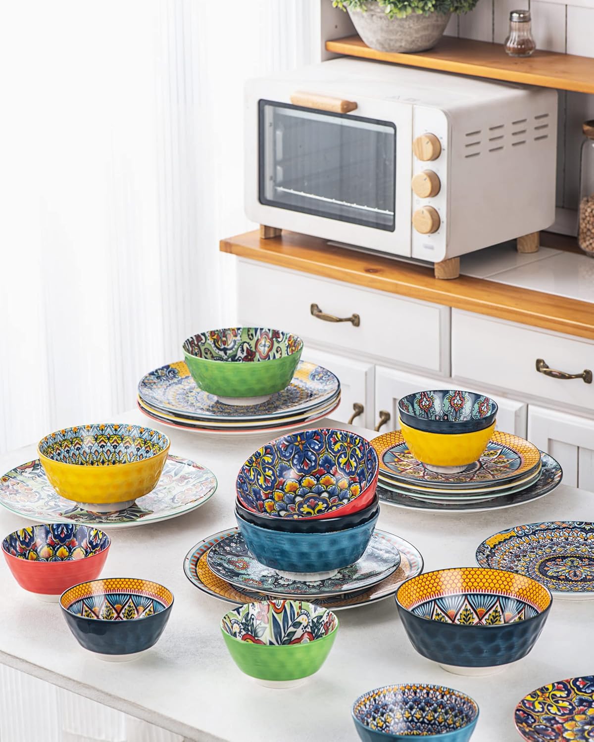 Vibrant Bohemian Ceramic Snack Bowls Set