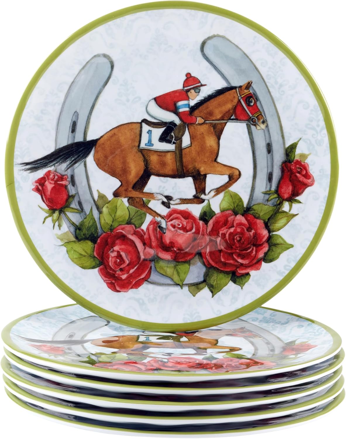 Silver Coast Elegant 6-Piece Melamine Plates Set for Kitchen Dining