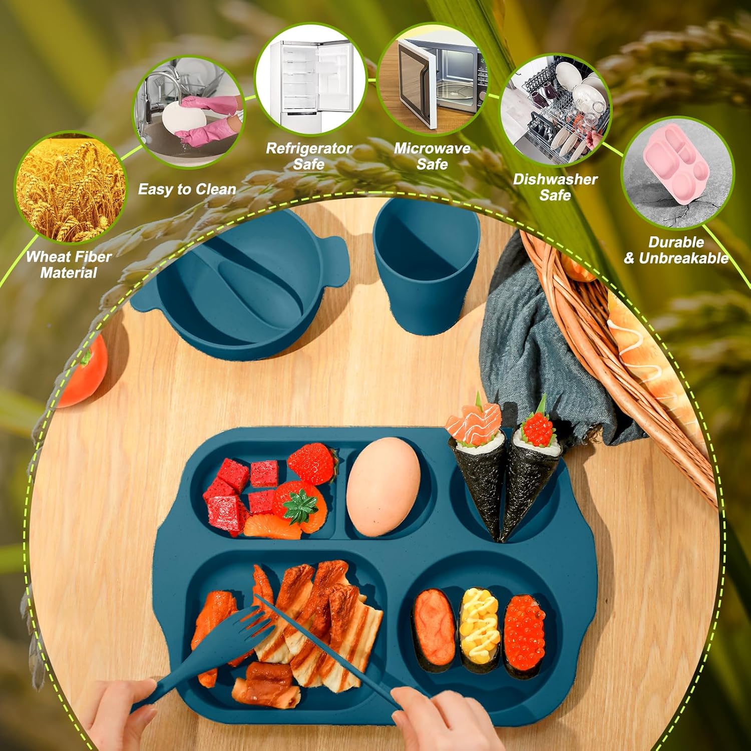 Tanlade 24-Piece Divided Dinnerware Set for Kids Adults