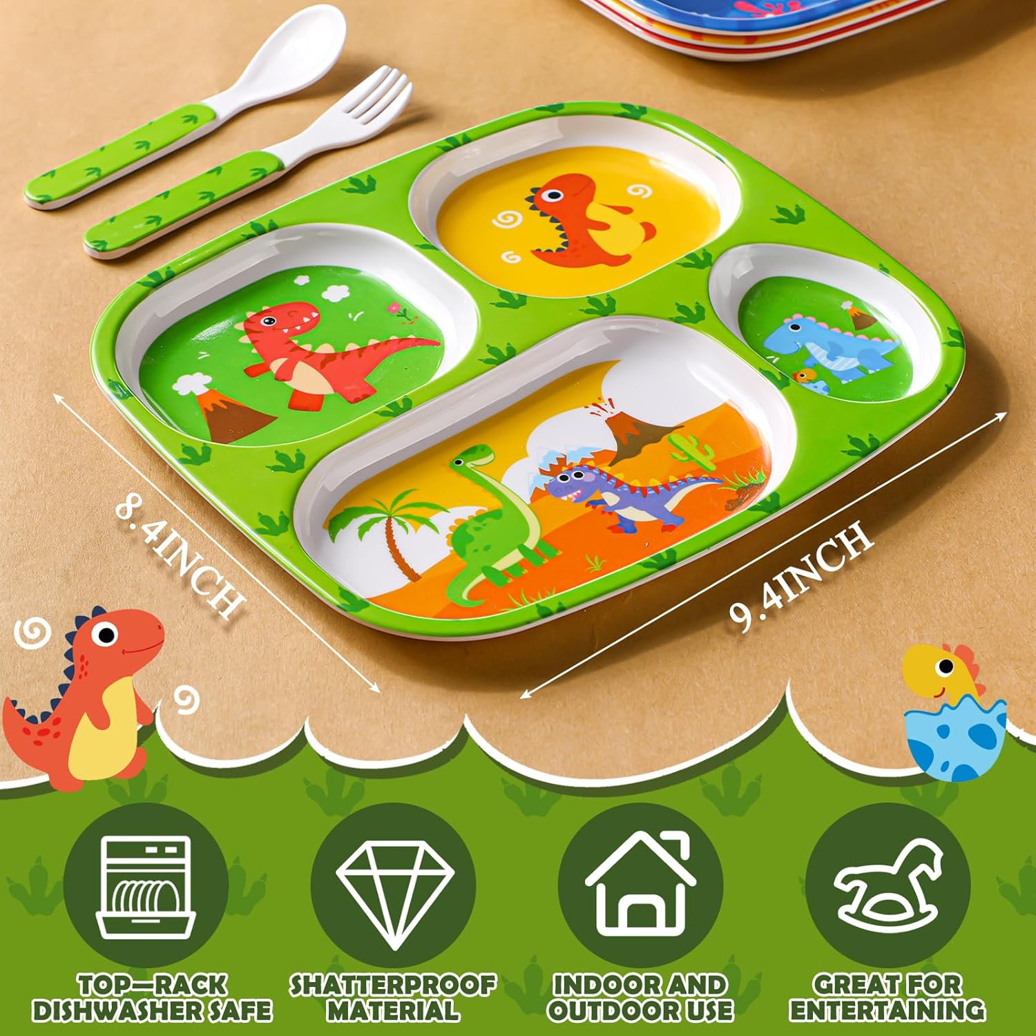 Hoolerry 4 Set Kids Dinner Plates