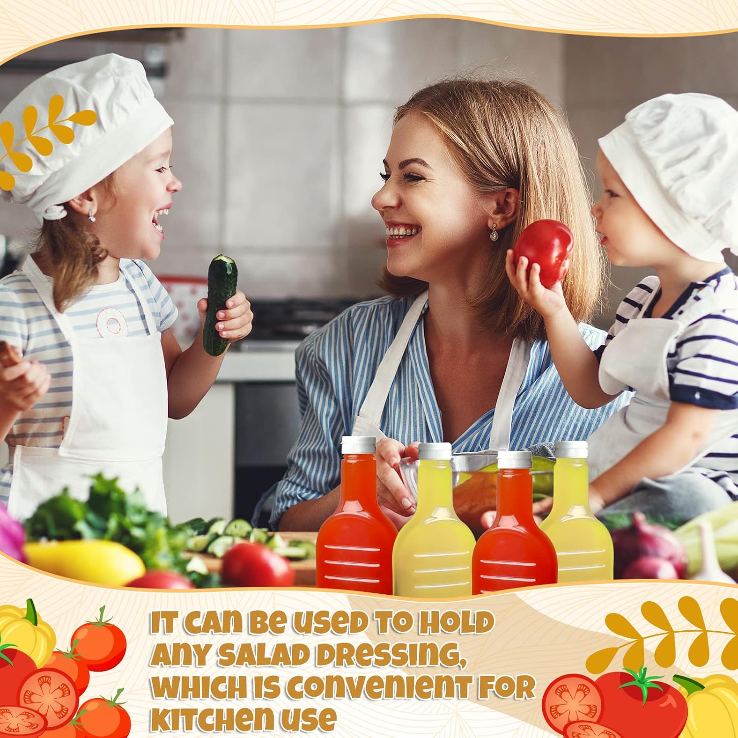 30 Pack of 16oz Salad Dressing Squeeze Bottles with White Flip Top