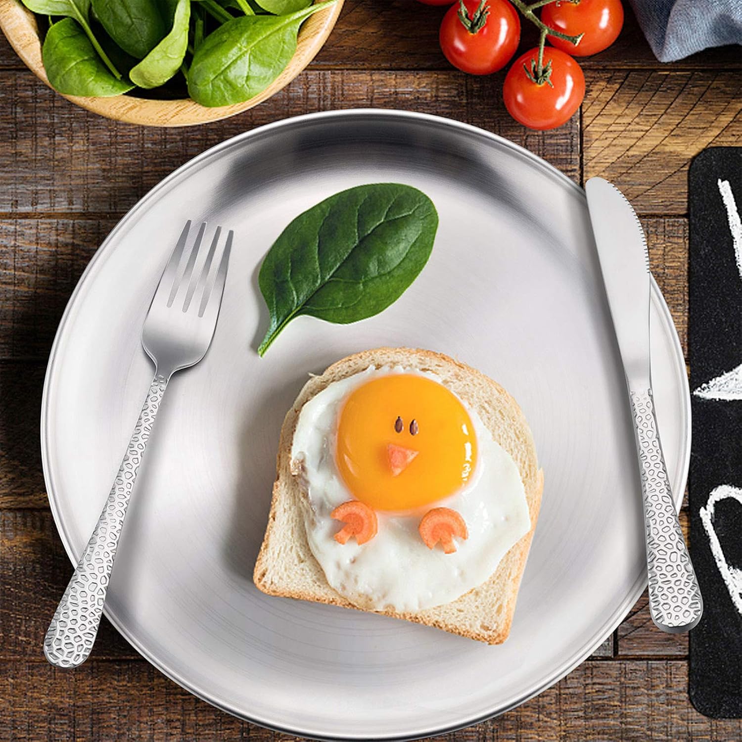 HaWare 6-Piece Stainless Steel Plates for Kids