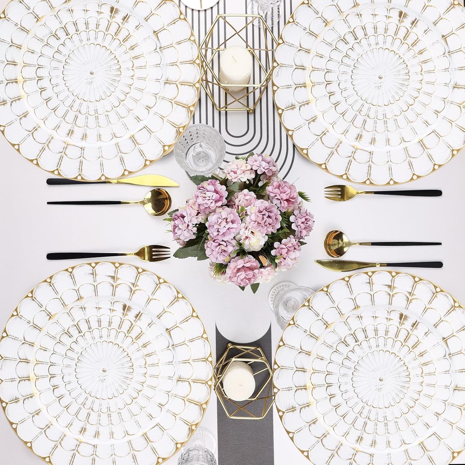 Antique White 12-Piece Dinner Plates in Style