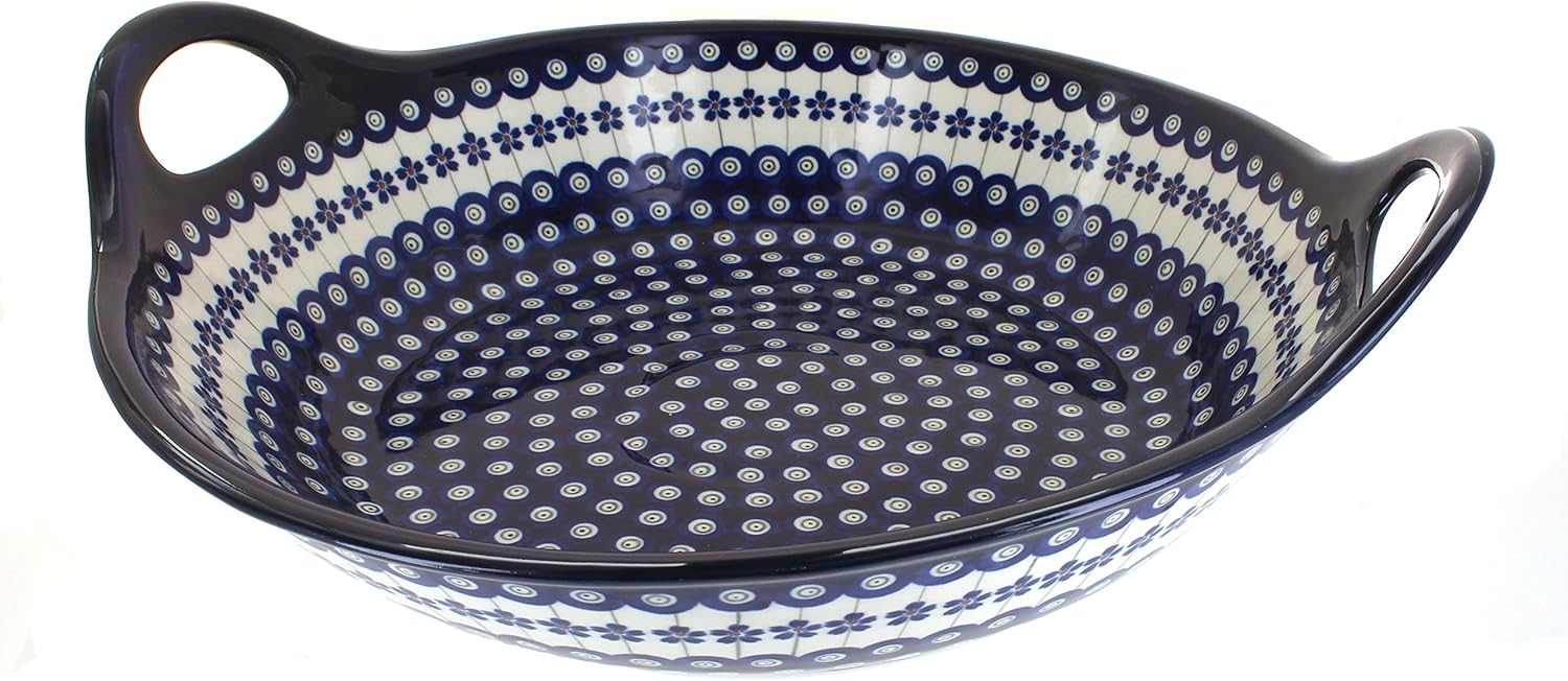 Handmade Stoneware Large Peacock Bowl Non dishwasher