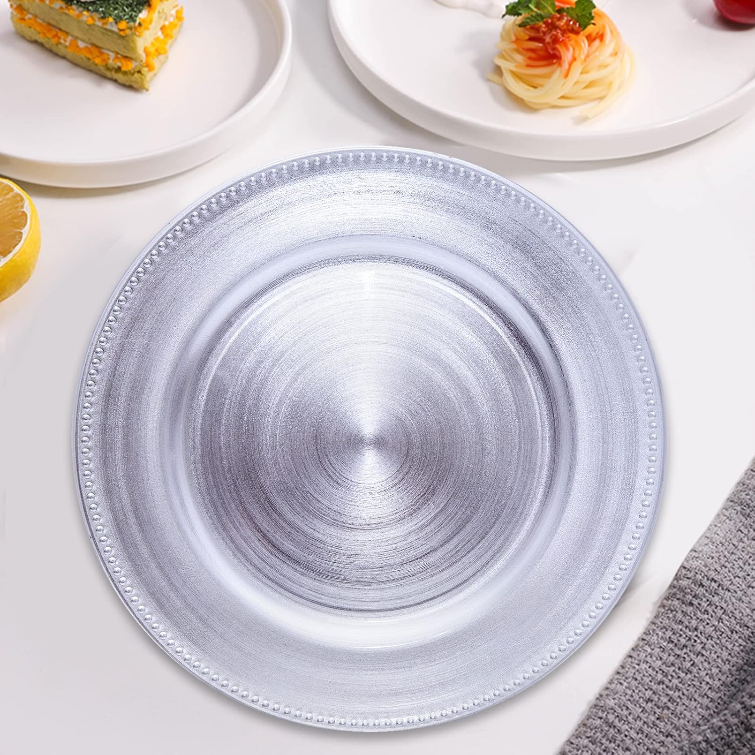 13 Inch Bead Charger Plates 10PCS Set Metallic Silver
