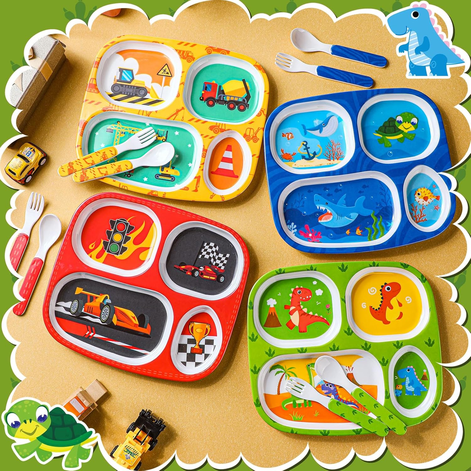 Hoolerry 4 Set Kids Dinner Plates