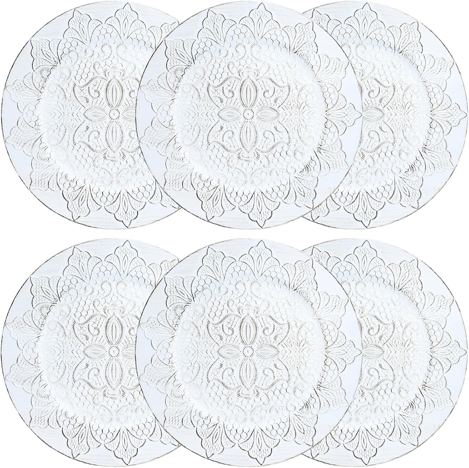 Rustic White Charger Plates Set of 6 Perfect for Dining Entertaining