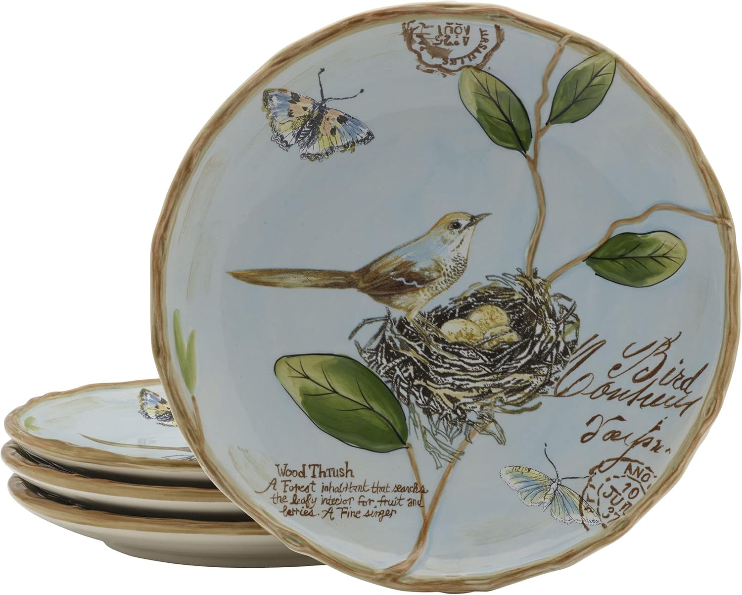 Fitz Floyd Fitz and Floyd Toulouse Accent Salad Plates Set of 4 Blue